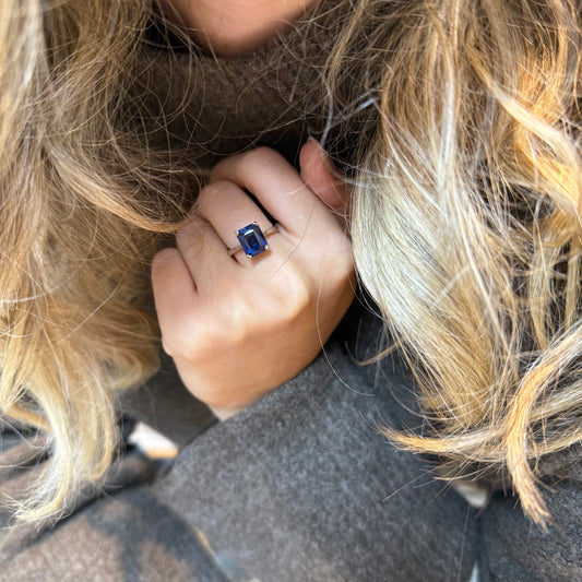 Striking Blue Sapphire Platinum  Ring