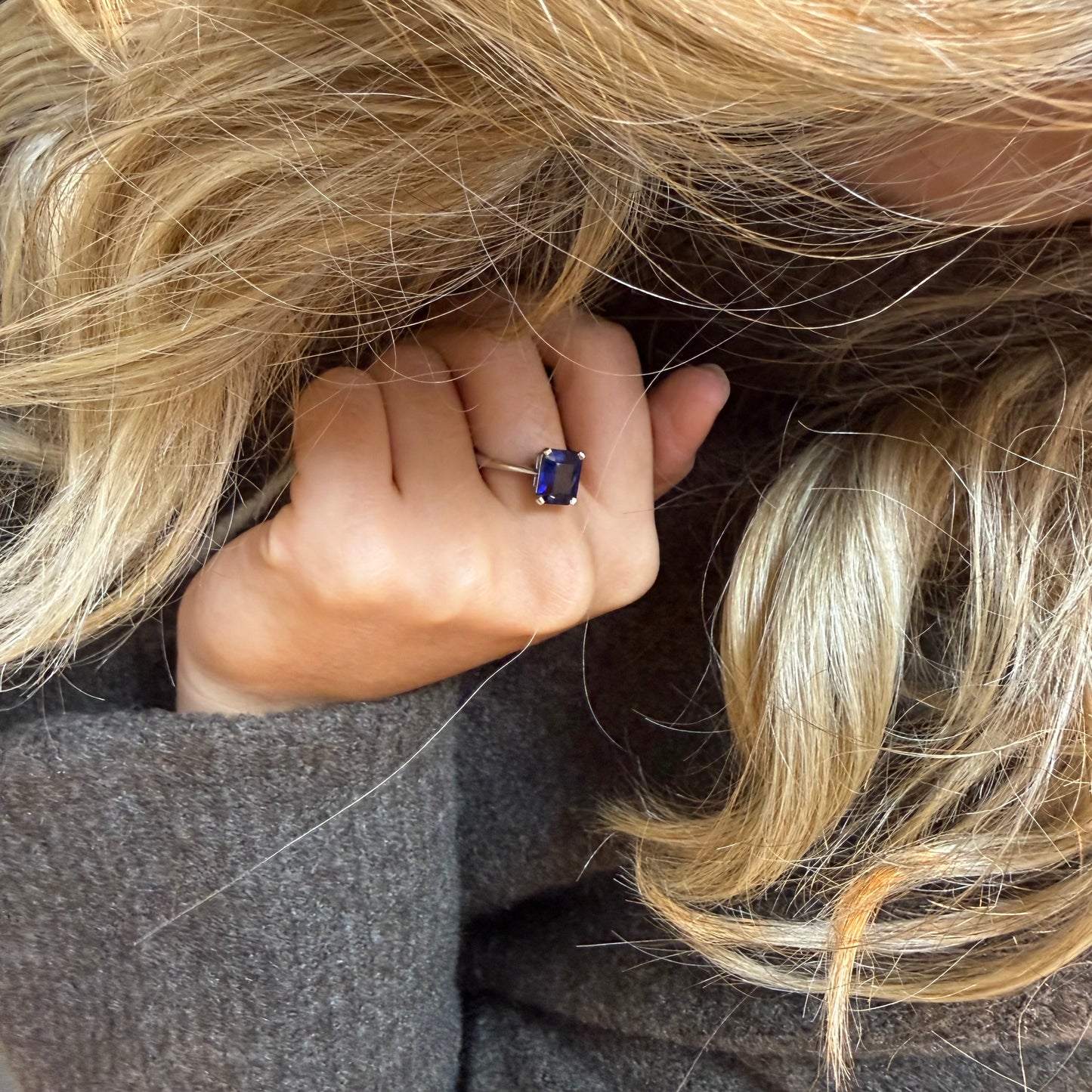 Striking Blue Sapphire Platinum  Ring