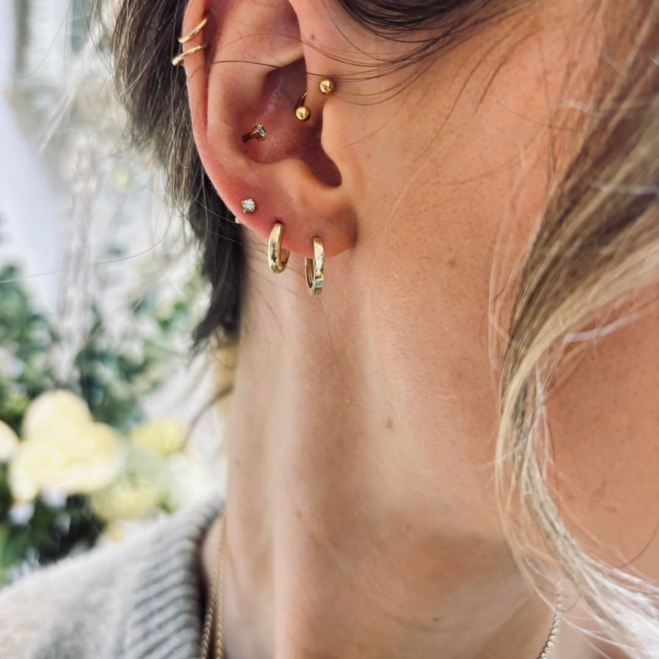 Gold Huggies earrings