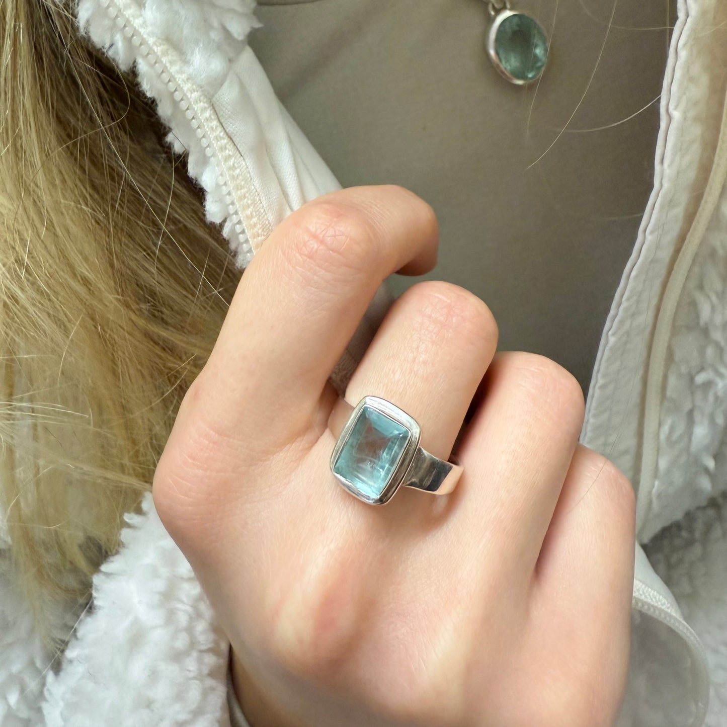 Aquamarine Silver Ring