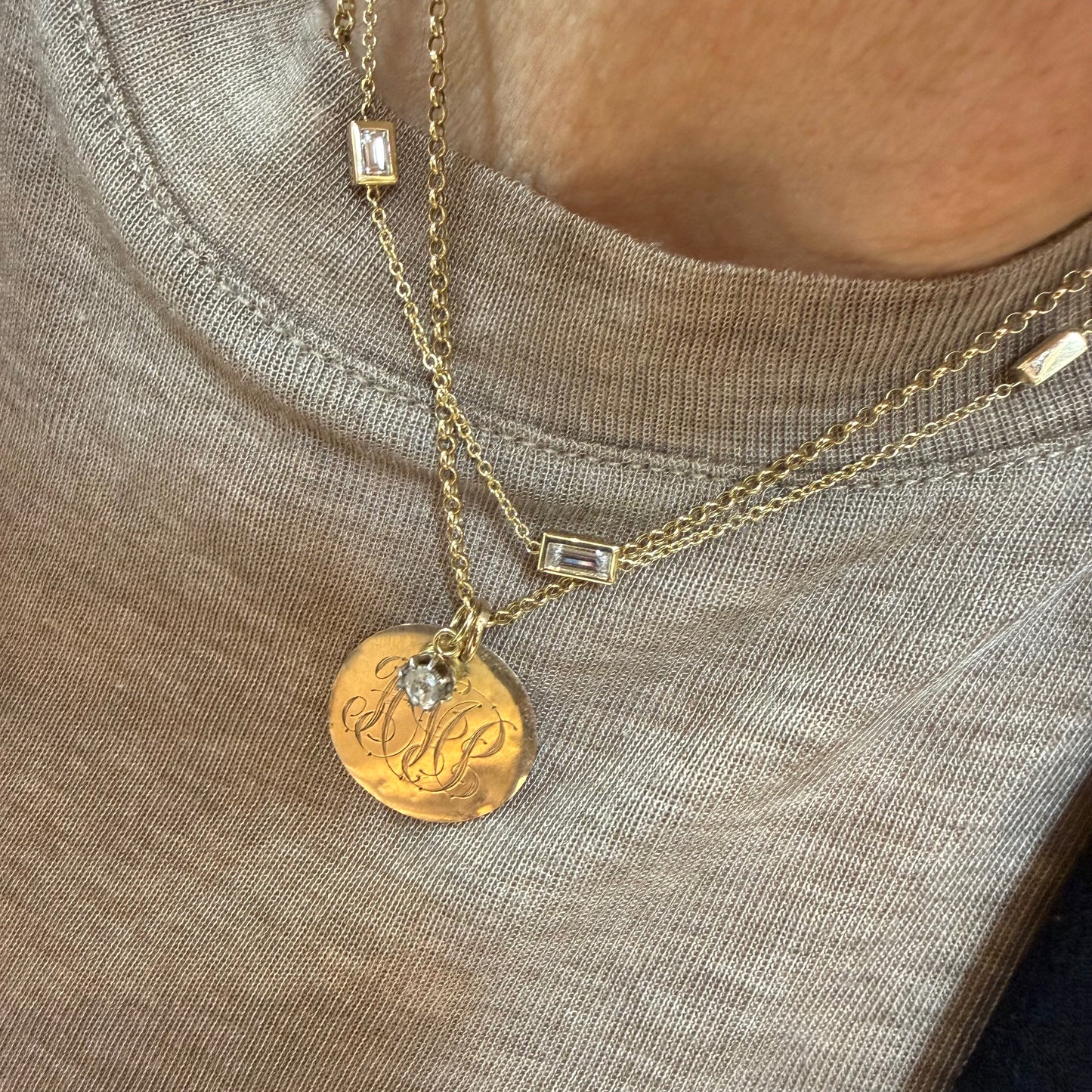 Baguette Diamond Trilogy Necklace