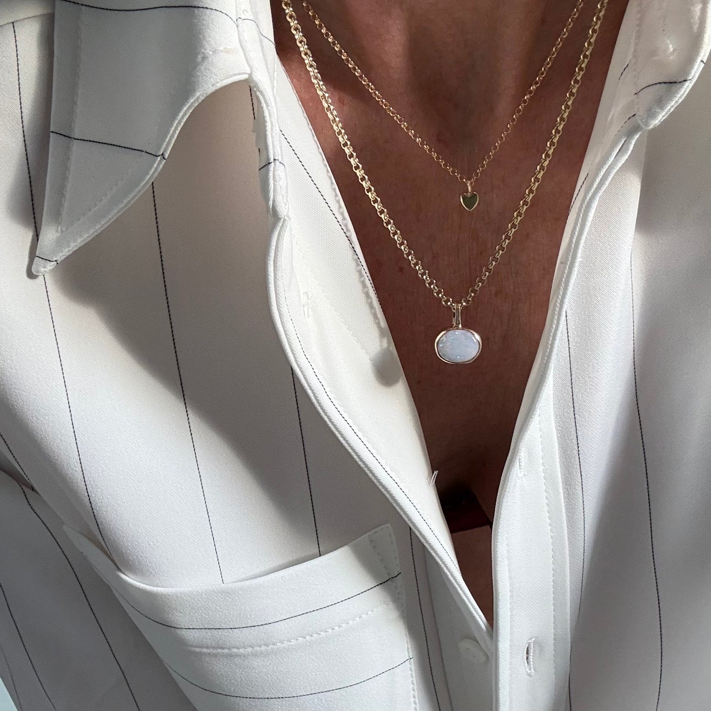 Gold Natural Opal Necklace