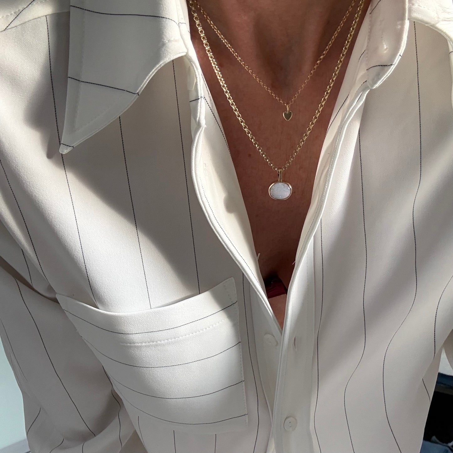 Gold Natural Opal Necklace