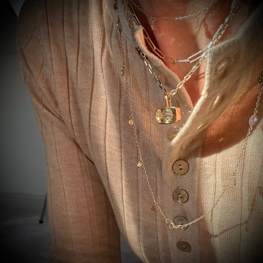 Natural Yellow Beryl Gold Necklace (ONLY ONE)