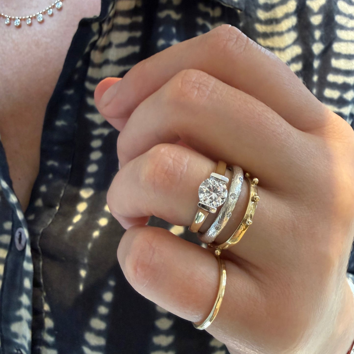 Solitare Tension Set  Diamond Ring