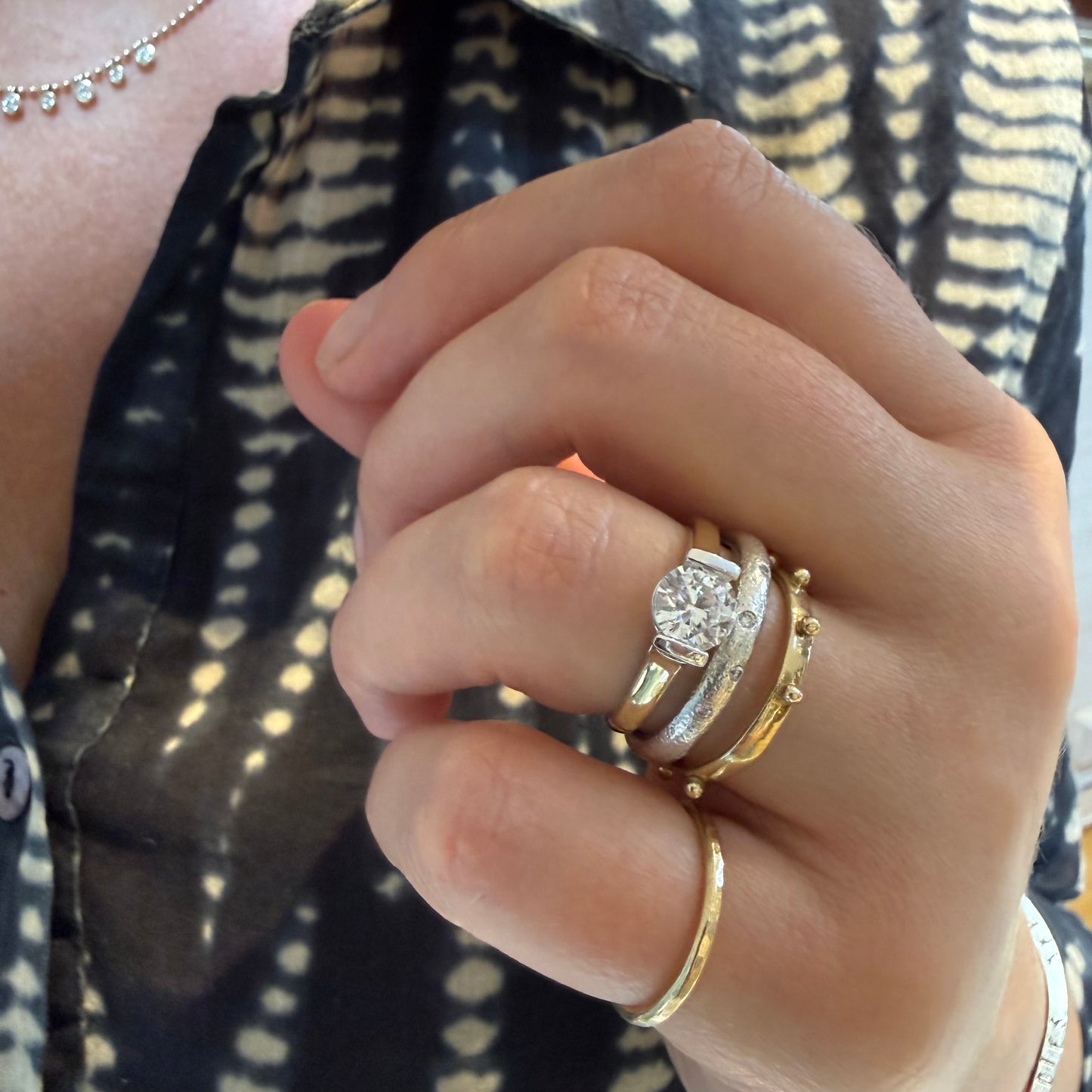 Solitare Tension Set  Diamond Ring