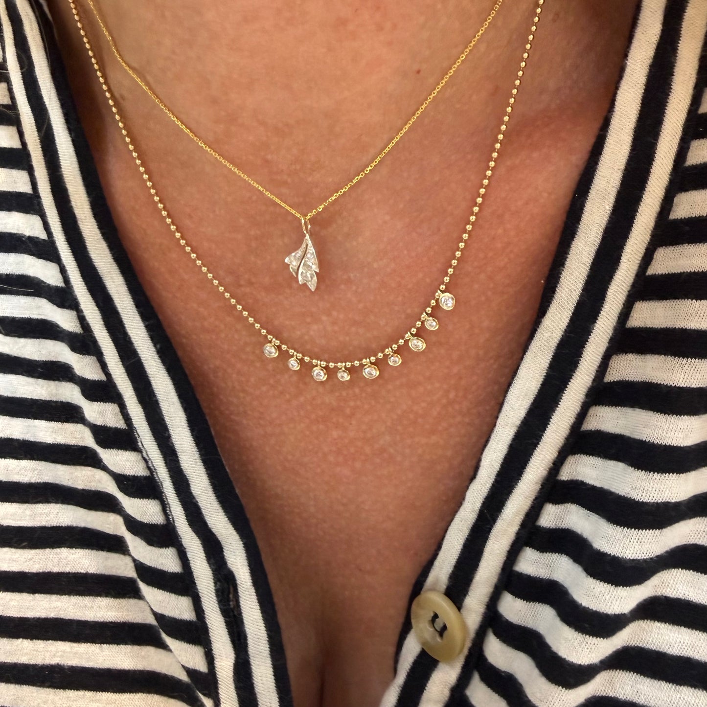 Vintage Diamond Petal Necklace