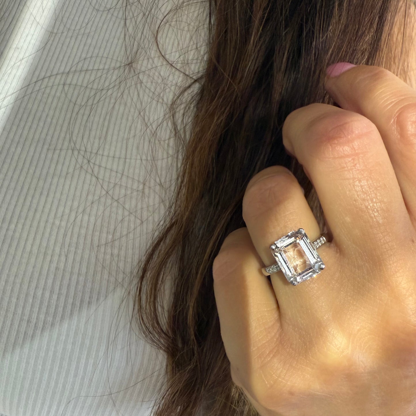 Morganite Diamond Platinum Ring