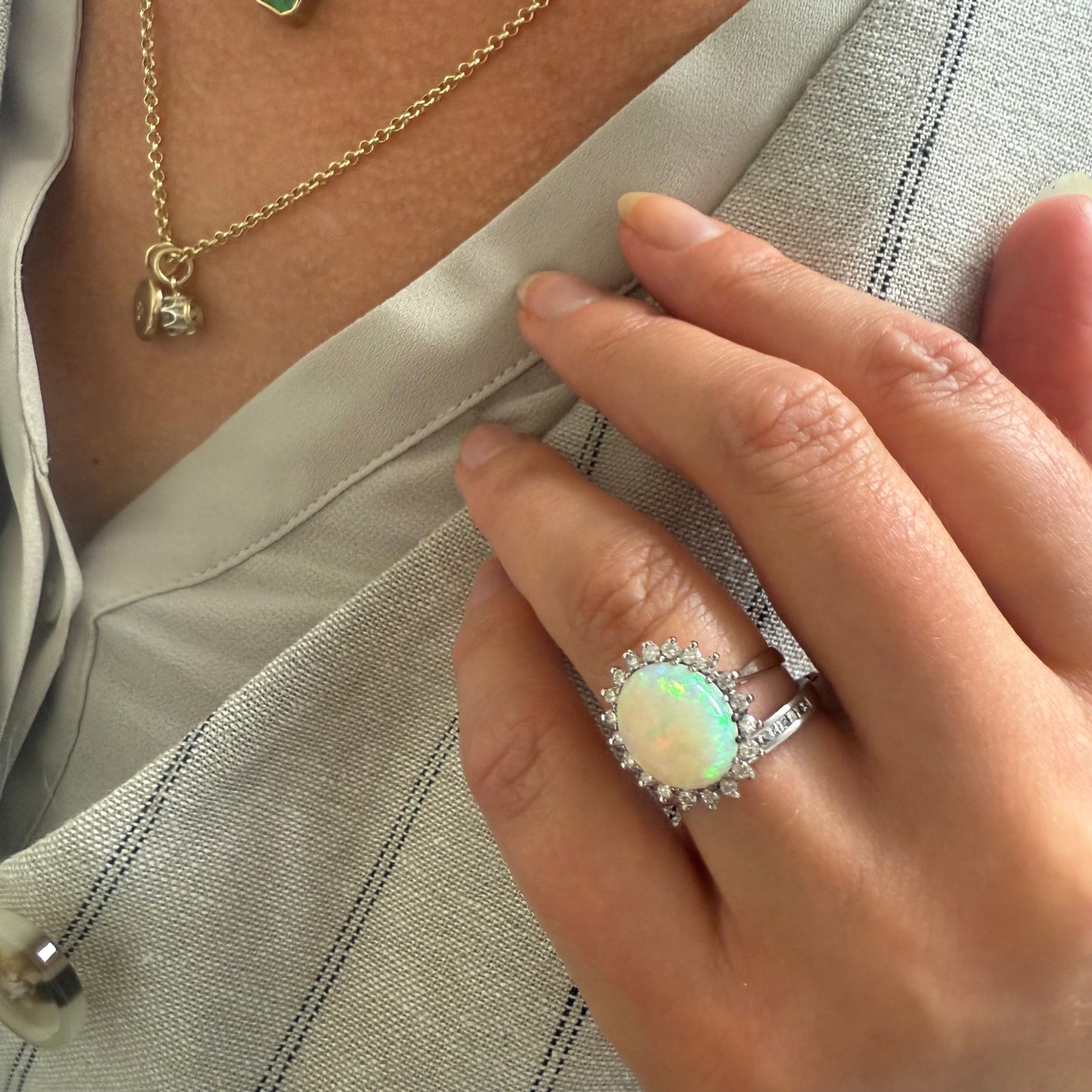 SOLD NEW ARRIVAL- Opal and Diamond Ring