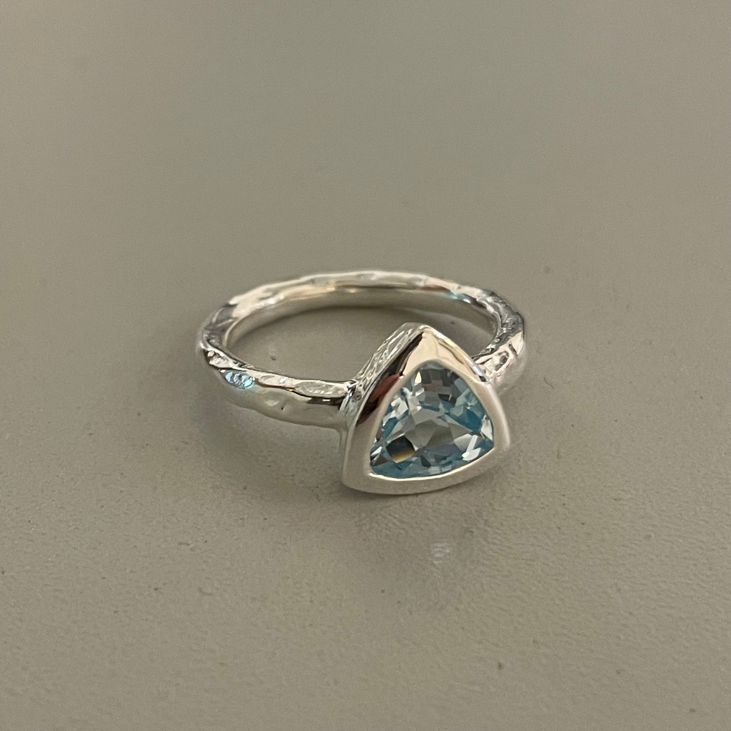 Trillion Cut Blue Topaz Ring