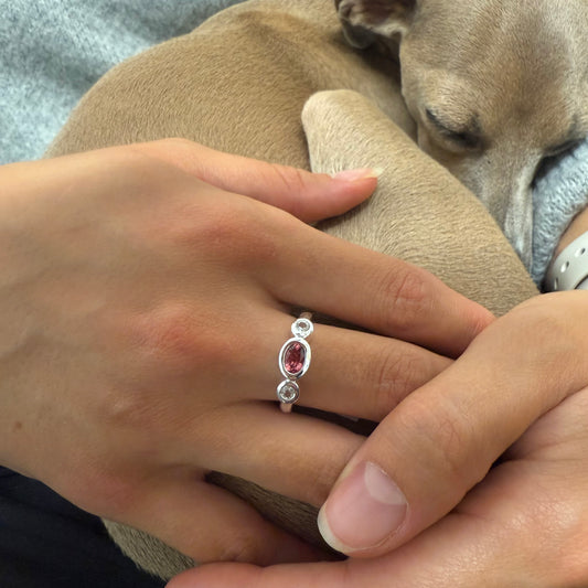 SOLD Pink & White Topaz Trilogy Ring