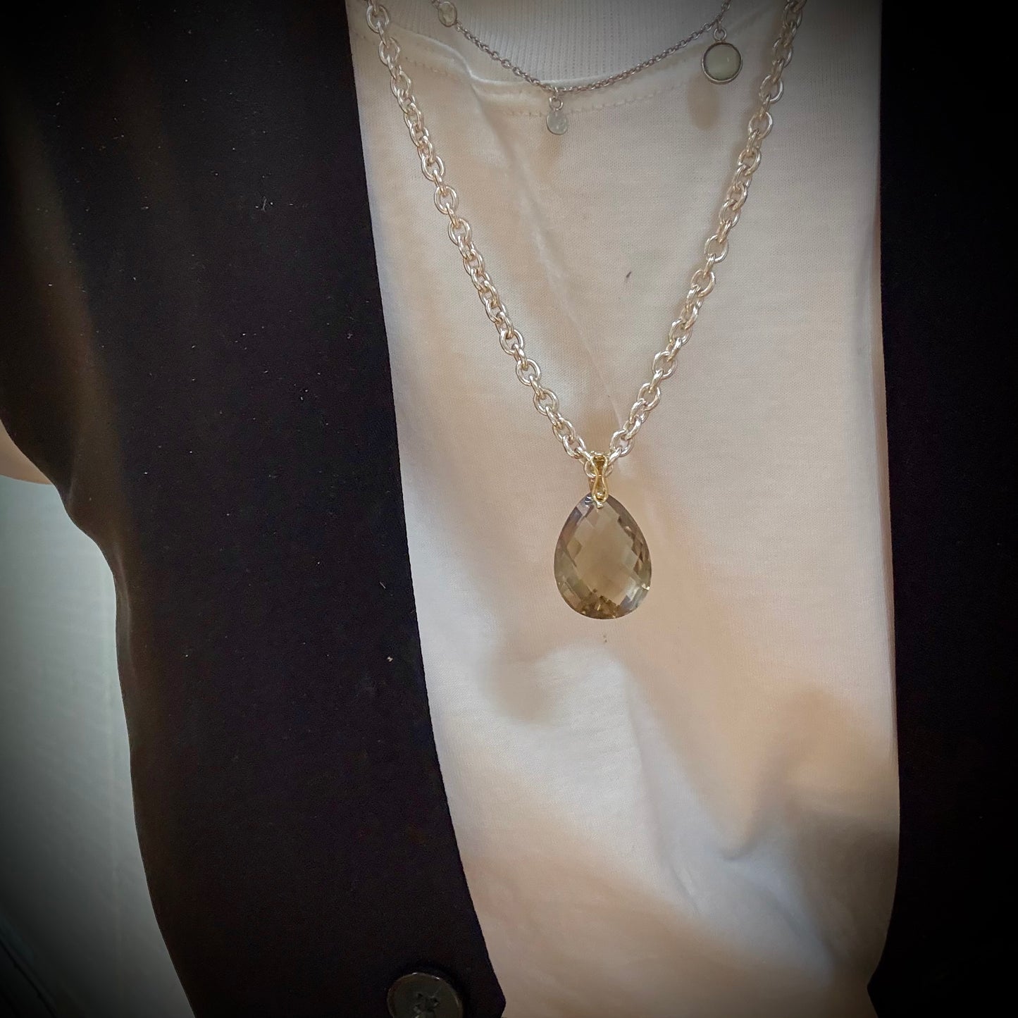 Smokey Quartz Pear Cut Necklace