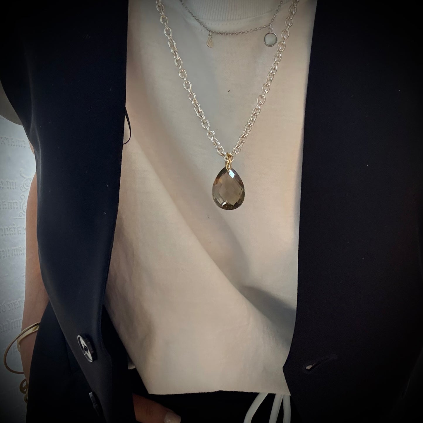 Smokey Quartz Pear Cut Necklace