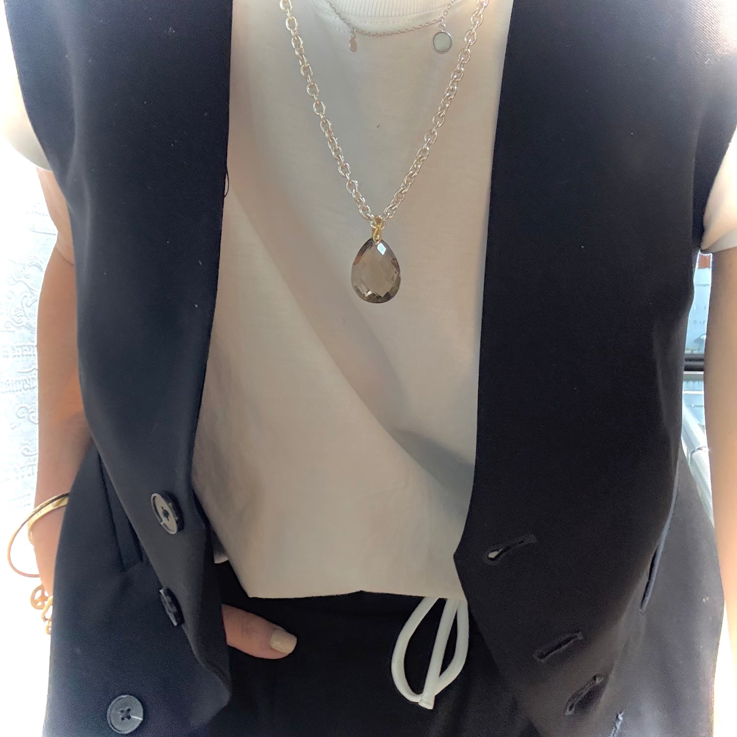 Smokey Quartz Pear Cut Necklace