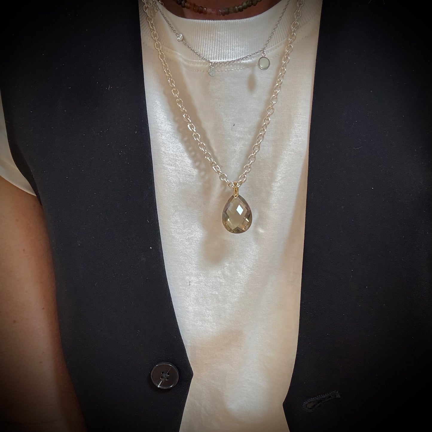 Smokey Quartz Pear Cut Necklace