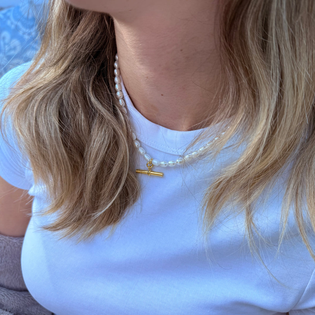 Pearl T-Bar Necklace