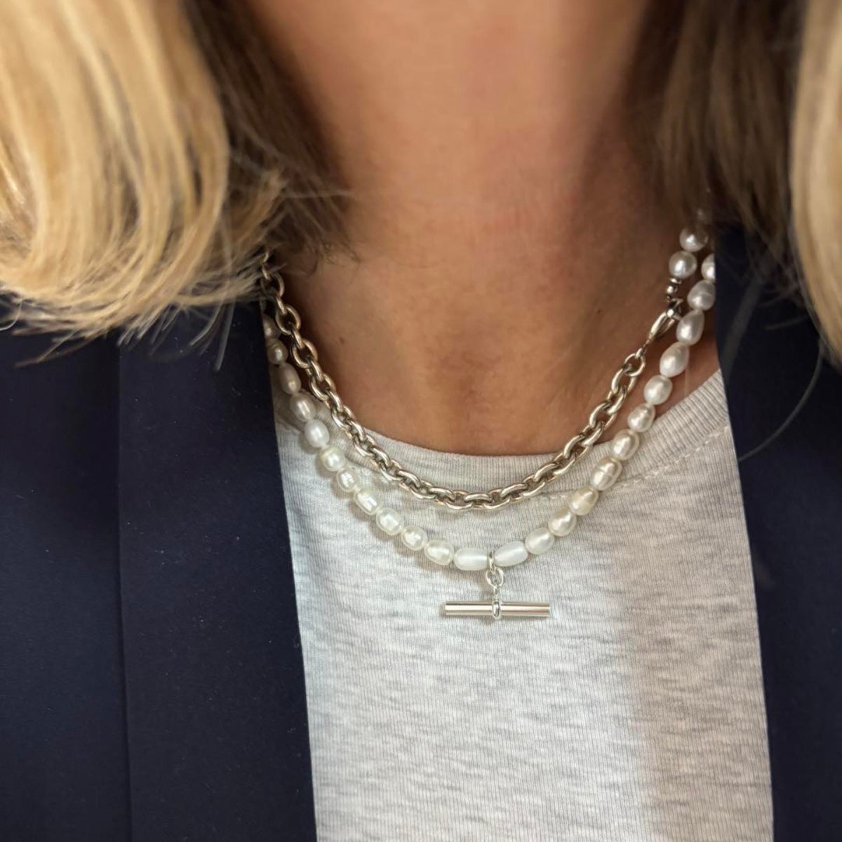 Pearl T-Bar Necklace