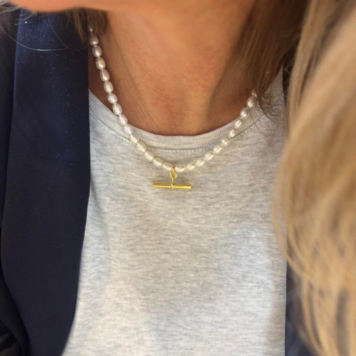 Pearl T-Bar Necklace