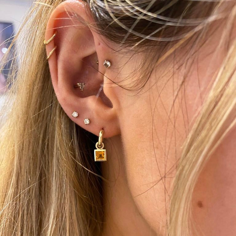 Gold ear charm hoops