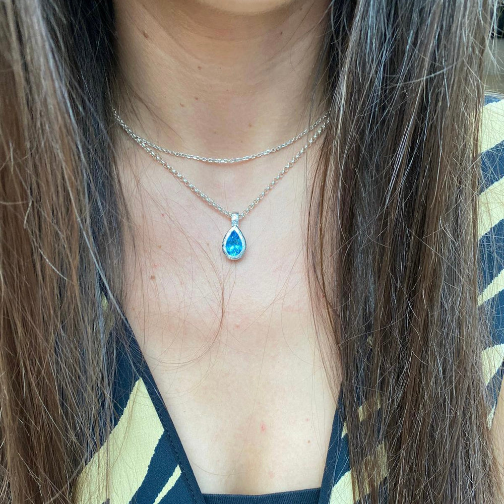 London Blue topaz Tear Drop Necklace "The Gallery Collection"