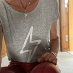 Relaxed style Grey LIGHTING BOLT Tee