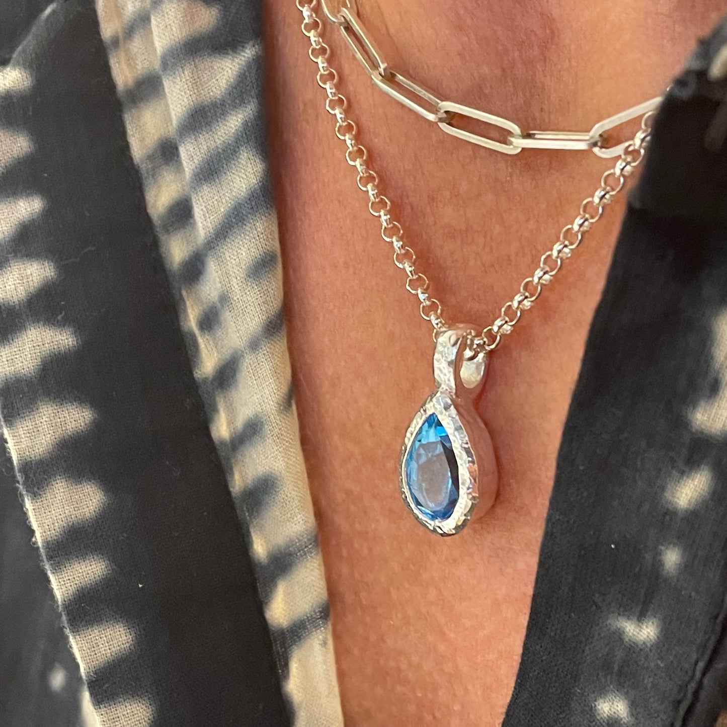 London Blue topaz Tear Drop Necklace "The Gallery Collection"